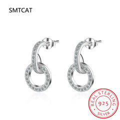 Moissanite Diamond Earrings 925 Sterling Silver D Color VVS1 Moissanite Classic Circle S detail view