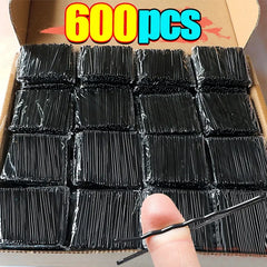 60/600pcs Black Straight Line Hair Clip U-shaped Needle Lady Hairpins Curly Wavy Grips Women Bobby P