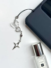 Acubi Y2K Phone Charms, Chrome Dainty Phone Accessories, Handmade Beaded Keychain, Cy alternate view