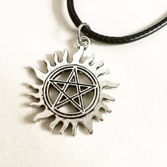 Supernatural Pentagram Star Pendant Necklace for Women Men Black Fashion Choker Wicca Wi detail view