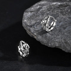 Punk Skeleton Hoop Earrings for Men | Never Fade Metal Huggies close-up view