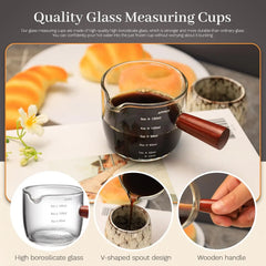 3 Oz Espresso Measuring Cup Shot Glasses Measuring Triple Pitcher Single Spout Glass alternate view