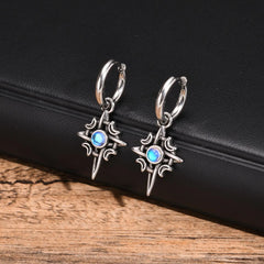 Moonstone Stainless Steel Hoop Earrings for Men | Waterproof Hip Hop Jewelry Gift alternate view