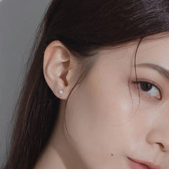 925 Sterling Silver Round Bead Double Stud Earrings for Girls Simple Screw Scrub Ball close-up view