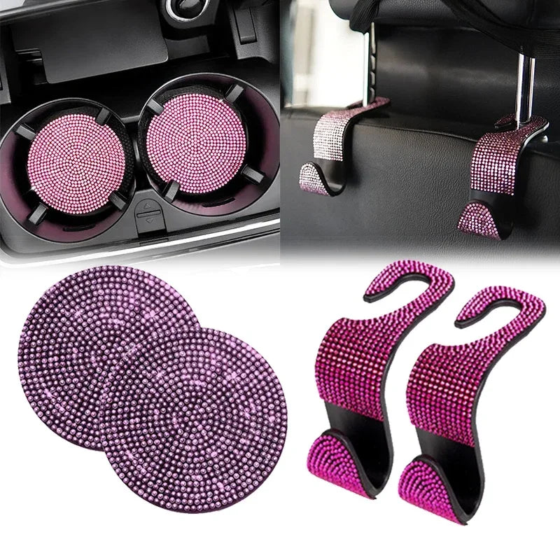 Car Seat Back Hook Pad Hanger Rhinestone Storage Hanger Universal Auto Headrest Mount Storage Holder