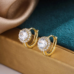 Huitan Cubic Zirconia Hoop Earrings | Dainty Fashion Jewelry for Women