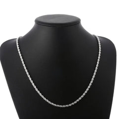 Silver Color 4mm Chain Male Twisted Rope Necklace Bracelets Fashion Women Men Silver High Quality Jewelry Set