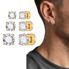 Hip-hop Zircon Magnetic Clip Earrings for Men Women,Anti Allergy Stainless Steel Non Piercing Ear Cl