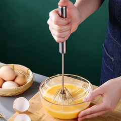Stainless Steel Semi-Automatic Egg Beater | Battery-Free Manual Cream and Egg Mixer for Baking