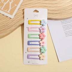 6Pcs/Set Candy Color Hair Clip Set Kids Girl Cartoon Tulip Bow Flower Bangs Clips Hair Pins Baby Cute Barrette Headdress