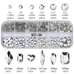 12Grids Pink Mixed Nail Rhinestones Luxury Nail Charms Glitter Crystal Jewelry Gems Na close-up view