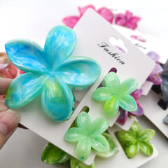 3/6/9/12PCS Hawaiian Gradient Flower Hair Claw Clip For Women Girl Fashion Plastic Non S detail view