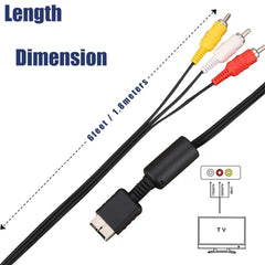 AV to RCA Composite Cable for PS2 PS3 | 6ft Replacement Cord detail view