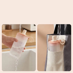 Transparent Plastic Tea Milk Coffee Mug Portable Cold And Hot Water Cup With Straw&Han close-up view