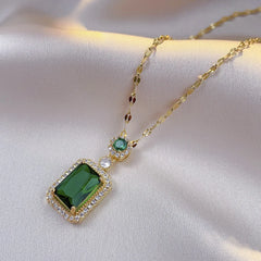 4PCS Sets Exquisite Quadrate Rhinestone Necklace Earrings Ring Jewelry Set Charm Ladi alternate view