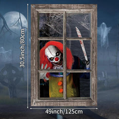 Scary Clown Window Clings | Washable Window Decor for Halloween detail view