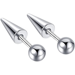 1Pair 16G 316L Stainless Steel Spike Stud Earrings, Screw Back Cartilage Tragus Conch close-up view