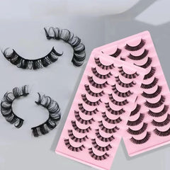10 Pairs D Curl False Eyelashes Russian Volume Strip Lashes Fluffy Thick Wispy Fake Eyelashes for Party Stage Makeup