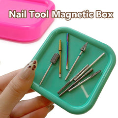 Portable Magnetic Nail Art Organizer Tray Cat Eyes Design Storage Container for Nail Grinding Heads Tool Holder