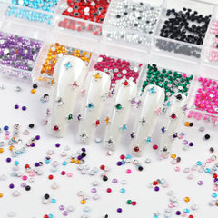 12 Cell Sparkling Crystal Nail Art Beads - Flat Base Stones for Multi‑scene Embellishm close-up view