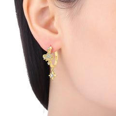 Original 925 Sterling Silver Planet Starlight Earrings Fashion 18K Gold Hoop Earring for detail view