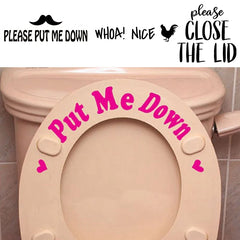 PUT ME DOWN Toilet Seat Reminder Sign | Funny Vinyl Bathroom Decal