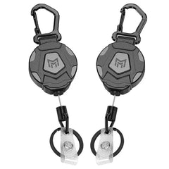 Retractable Keychain Badge Reel Steel Carabiner Silver