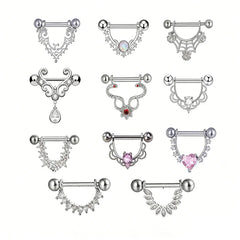 2pc 16G 14G Titanium Barbell CZ Zircon Nipple Shield Jewelry Women Anti-allergic Body Piercing Rings