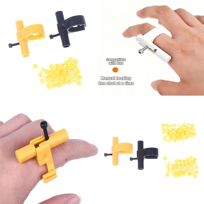 {MX} Fingertip Decompression Ring W/ 48 Pcs Plastic Marbles Game Toy Launcher Model Keychain Stress