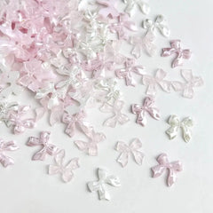 50pcs 3D Sweet Pearly Glossy Ribbon Bow Resin Nail Charms Ballerina Bow Tie Nail Art Decoration Nail