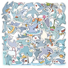 50 Funny Shark Meme Stickers Pack | Waterproof PVC Decals for Laptop, Luggage, Skateboard