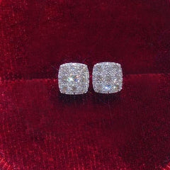 Huitan Simple Square-shaped Stud Earrings Women Inlaid Shiny CZ Versatile Ear Piercing Accessories for Teens Statement Jewelry
