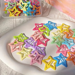 20/50Pcs Star-Shaped Alloy Hair Clips Elegant Retro Style Lightweight Hollow-Out Design detail view