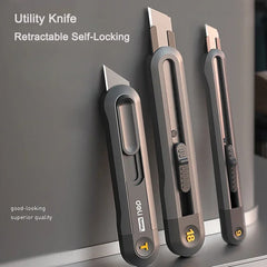 Tool Retractable Push Button Self-Locking Paper Cutting Utility Knife Office