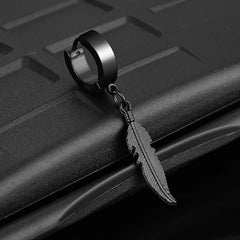 1 Pairs Fashion Cross Feather Stud Earrings Punk Rock Style for Women Men High Quality Stainless Steel Hiphop Ear Jewelry