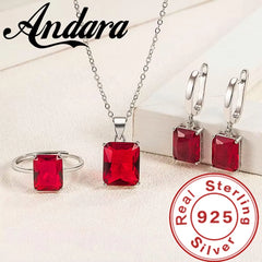 Romantic Birthday Valentine's Day Gift Luxury 925 Sterling Silver Colorful Jewelry Set Cubic Zirconi