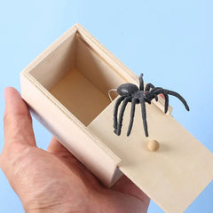1PC-Wooden Prank Trick Practical Joke Home Office Scare Toy Box Gag Spider Parents Friend Funny Play
