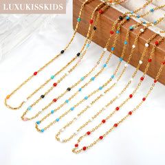 LUXUKISSKIDS Sweet Multicolor Drip-Oil Beads Necklace Women's Bohemia Stylish Clavicle Choker Simple
