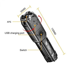 USB Rechargeable LED Flashlight | High Power Zoomable Torch for Camping and Emergenci alternate view