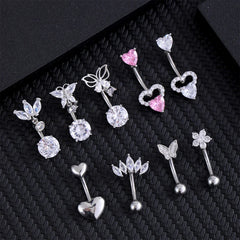 Belly Button Piercings Set Dangled Curved Navel Piercing Ombligo Pack Belly Rings Jewelr detail view