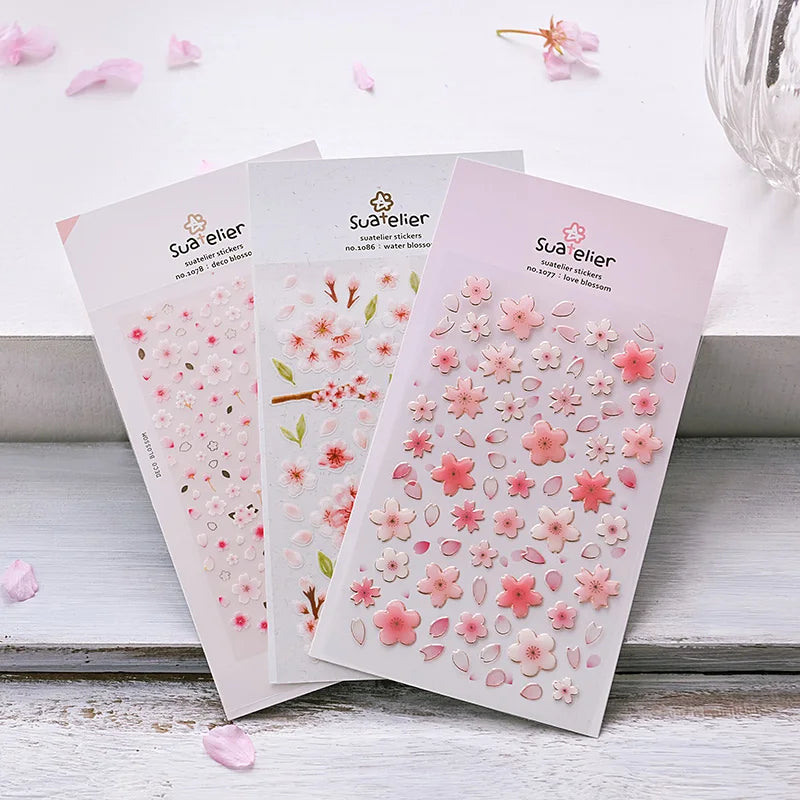 Korean Suatelier Cherry Blossom Petal Sakura Stickers Scrapbooking Diy Journaling Diary Nail Station