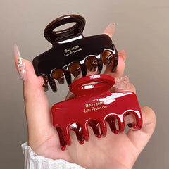 Red Acetate Hair Crabs 5.5cm Long Hair Clips for Girls And Women Korean Fashion Tie up close-up view