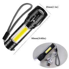 Portable Rechargeable Zoom LED Flashlight | Mini Torch for Camping close-up view