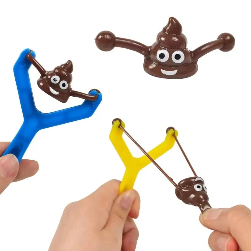 1-5PCS Funny Shooting Slingshot Prank Fake Poop Poo Game Antistress Children's Day Decompression Toy