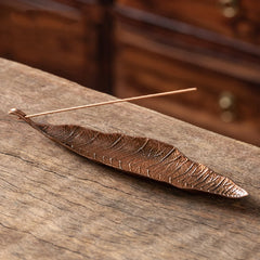Leaf Incense Burner | Metal Ash Catcher for Meditation and Yoga alternate view