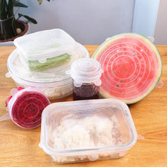 5-1Pcs Silicone Can Covers Reusable Small Silicone Stretch Lids Silicone Jar Lids Food close-up view