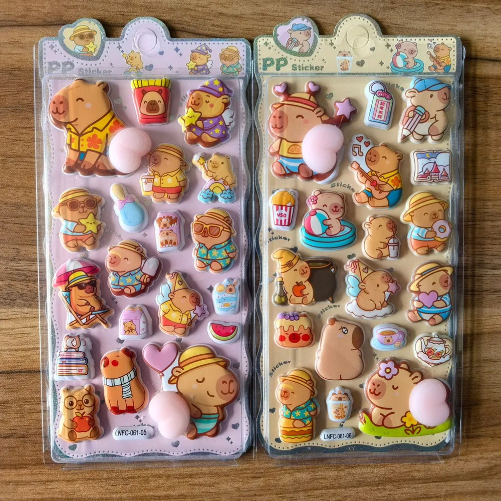 Capybara Themed PP Sticker Set (2 Pcs) - Fun Embellishments for Planners & Handcrafts RecordingYourL