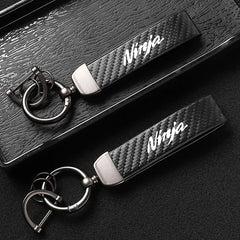 Kawasaki Carbon Fiber Keychain | Microfiber Leather Key Ring for Z400 Z900 Z800 Z750 alternate view