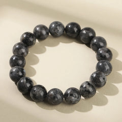 JD Natural Black Spectrolite Flash Smooth Beaded Bracelet Women Men 6 8 10mm Labradorite detail view