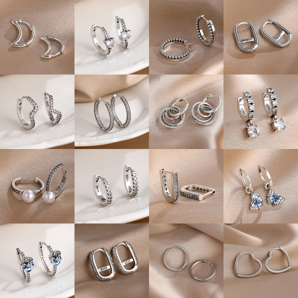 2026 New 925 Silver Butterfly Shining Zircon Heart shaped Earrings Suitable for European Women's Exq